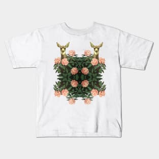 Deers Retro Vintage Floral Pattern Kids T-Shirt